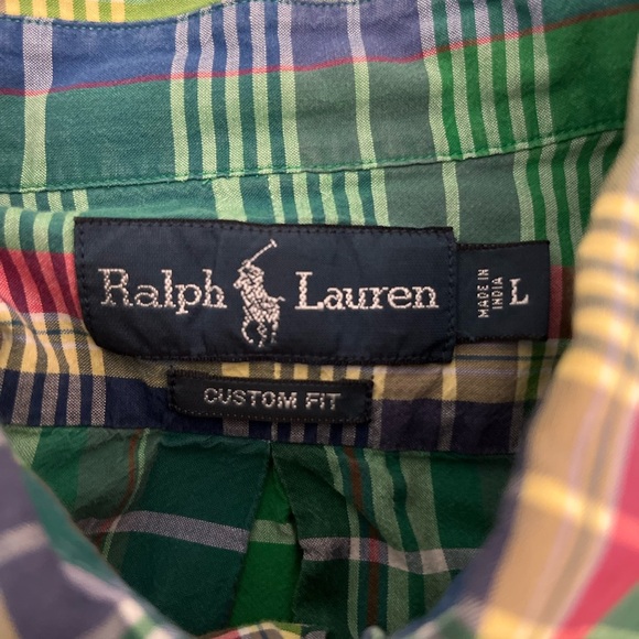 Ralph Lauren Polo men’s green plaid button down.  Size large - Picture 3 of 3